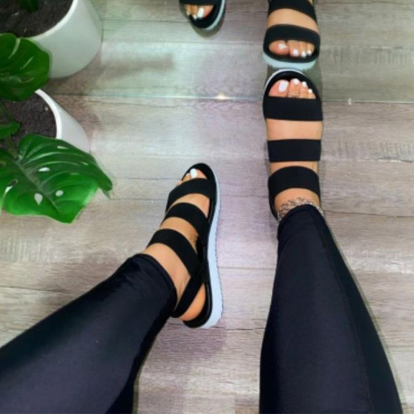 

sandals summer women shoes casual slip on ladies pvc flats woman fashion platform candy color plus size beach female shoe, Black