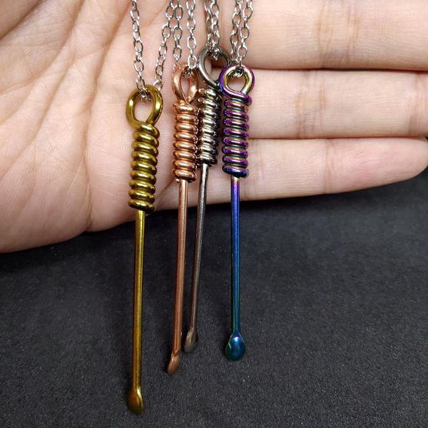 Colares de pingente de moda metal colar 4 cores mini colher pequena ferramenta jóias de aço inoxidável criativo artesanal