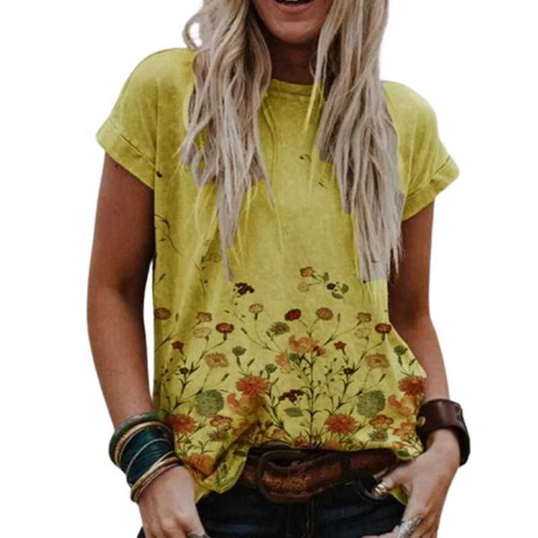 

women's t-shirt 3xl 4xl 5xl plus size retro floral print casual tshirts short sleeve women vintage loose summer female street tees, White