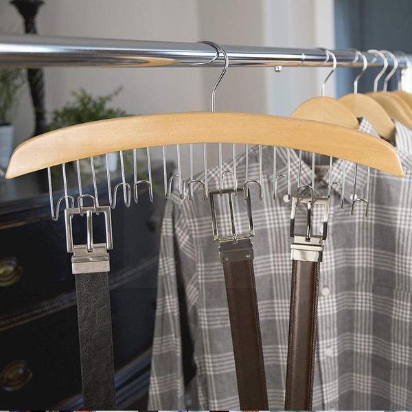 

hangers & racks 8/12 wooden belt hanger household bag tie holder multifunctional organizer color wardrobe natural wood hooks closet f5n1