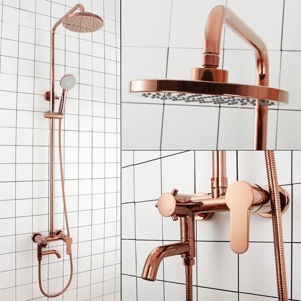 

rose gold brass bathroom shower set wall mounted cold mixer shower faucet