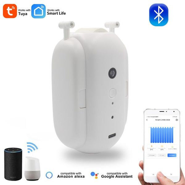 

smart home control tuya bluetooth wireless automatic curtain opener remote curtains robot with llumination and temperature sensing