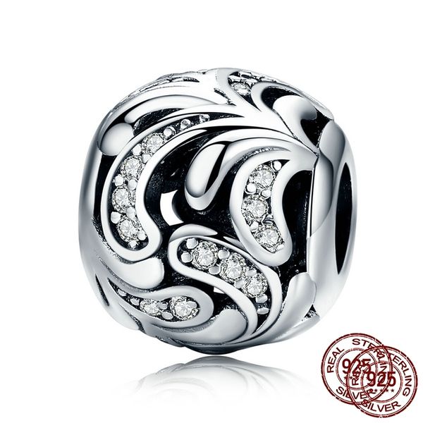 

mowimo classic 100% 925 sterling silver flower round charms beads fit original silver bracelets pendant jewelry making bkc742 q0531, Black