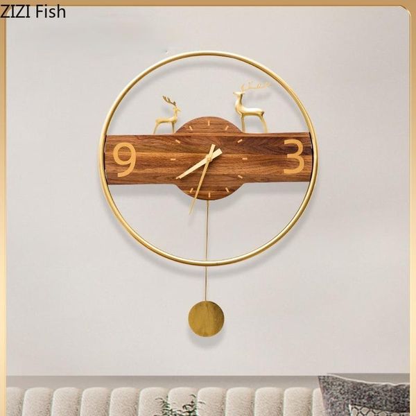 

wall clocks creative metal hollow deer clock digital silent pendant ornaments abstract gold living room bedroom decor