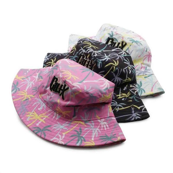 

bucket hats wholesale custom womens plain pink palm pattern cap sublimation printed nylon lady bucket hats with, Blue;gray