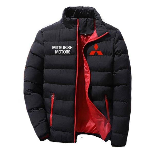 

men's hoodies & sweatshirts 2021 mitsubishi motors printing men fashion classic zipper cotton clothing winter warm jacket current style, Black