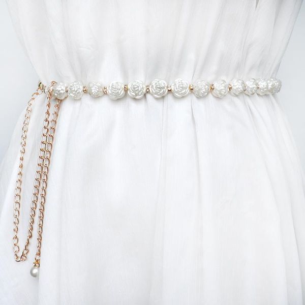 

other event & party supplies 2021 hanfu belt elegant women pearl crystal waist flower elastic buckle chain female girls dress strap waistban