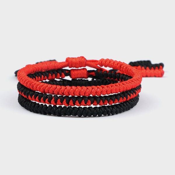 

link, chain 3pcs tibetan buddhist braided bracelet good luck charm thread bracelets & bangles women men handmade jewelry lover gift, Black
