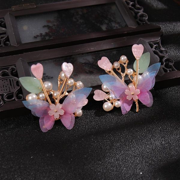 

hair clips & barrettes 2pcs butterfly pearl hairpin chinese style cute vintage headdress hanfu clothing accessories for little girls jl, Golden;silver