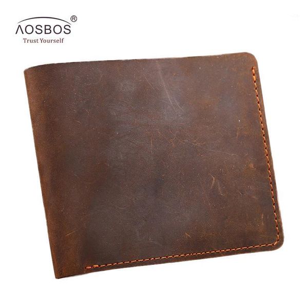 

wallets aosbos est genuine leather men fashion short vintage luxury wallet card holder thin slim purse1, Red;black