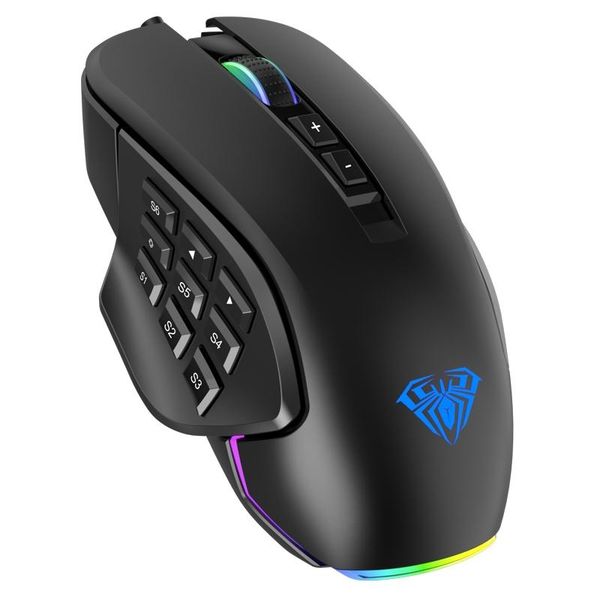 

h510 rgb gaming mouse 10000 dpi side buttons macro programmable ergonomic 14 key wired usb backlit gamer mice for lapdesktop