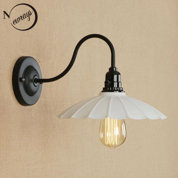 

wall lamp retro simple iron modern europe black/white light led e27 with 3 styles for bedroom living room path restaurant
