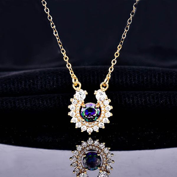 Новая Европа американский оригинальный дизайн подковы подковетена 925 серебряное прекрасное Zircon ожерелье 2020 женщина DIY ювелирные изделия дня матери подарок Q0531