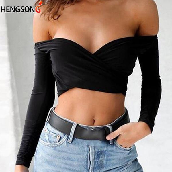 

women's t-shirt deep v neck off shoulder t shirt women 2021 summer beach party crop tube female low-cut short tank, White