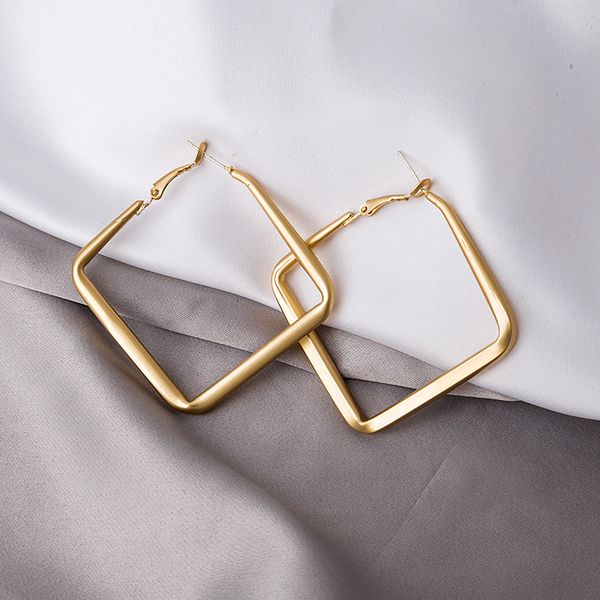 

retro exaggerated geometric dangle square earrings metal earring 211043, Silver