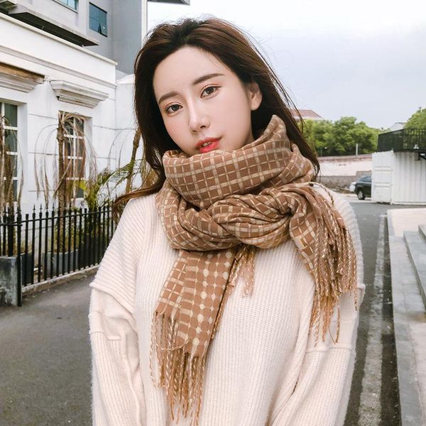 

scarves 20 years autumn and winter versatile color lattice scarf warm decoration european american british style shawl neck, Blue;gray