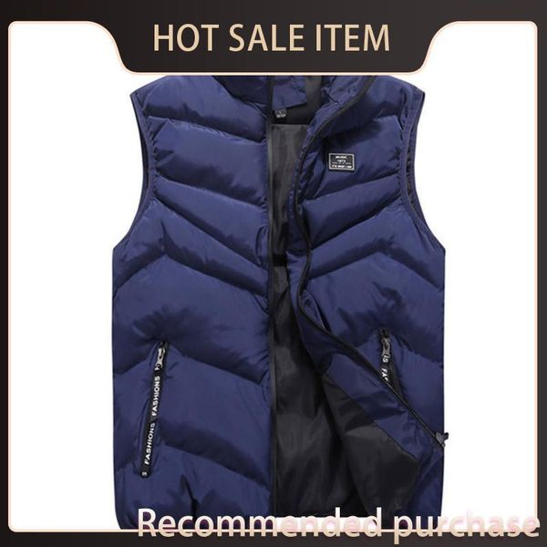

winter vest coat parka plus solid casual slim mens men size autumn warmer waist body sleeveless collar stand jacket new brand thpdh, Black