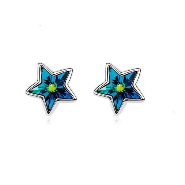 

new five-pointed star pentagram earrings made with austrian crystals for girls valentine's day gift ing, Golden;silver