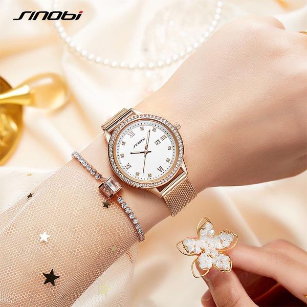 

wristwatches drop fashion diamond woman watches golden women quartz elegent ladies calender gift box clock, Slivery;brown