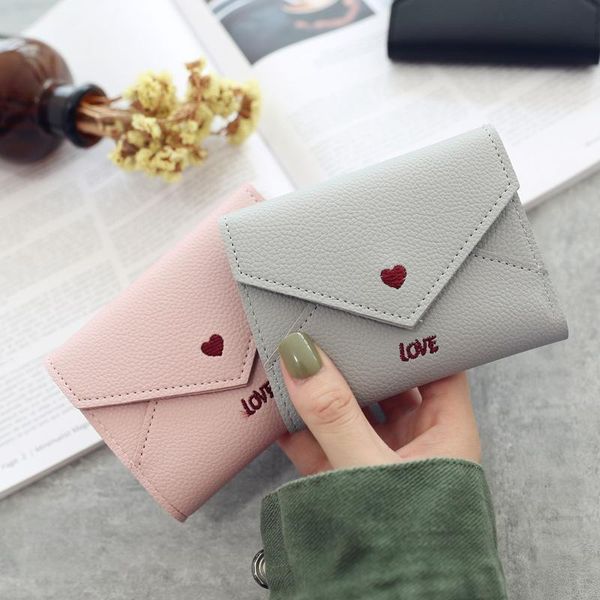 

wallets 2021 fashion flowers envelope women wallet long leather change purse casual ladies cash, Red;black