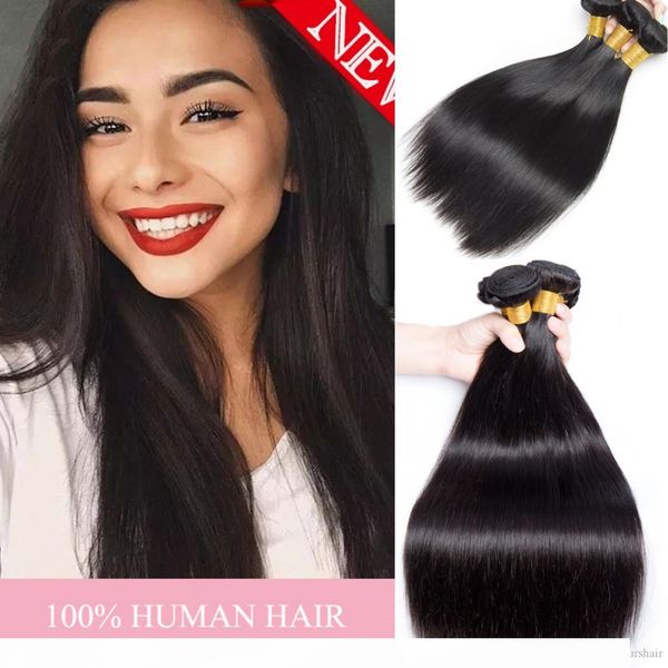 

real hair weave 100% natural human hair bundles straight 3 piece lot double wefted human hair, Black;brown
