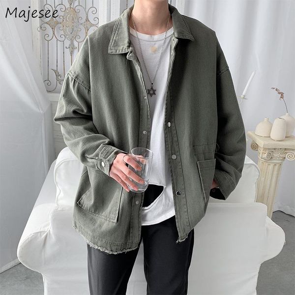 

men's jackets men solid turn-down collar pockets single buttons fashion spring korean style all-match leisure streetwear handsome chic, Black;brown