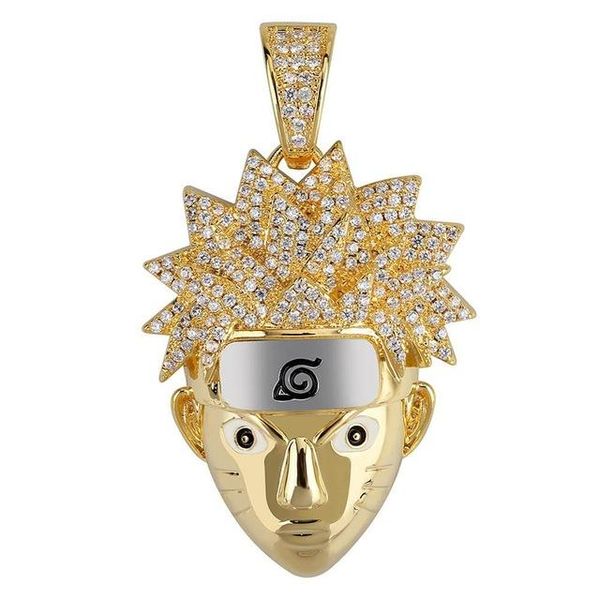 

naruto uzumaki pendant necklace mens necklace c iced out cz chains hip hop/punk gold color charms jewelry gifts, Silver