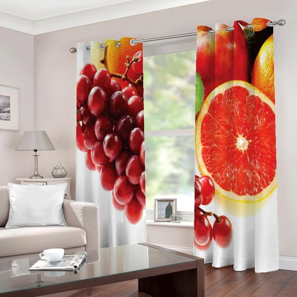

kgrape. orange. kiwi.fruit picture window curtain for living room bedroom half-blackout drapes sets 2 panels with hooks