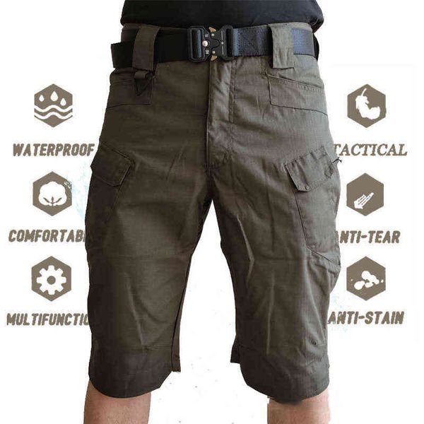 S-5XL Hommes Classic Outdoor Randonnée imperméable Shorts de pêche Militaire Multi-poche Tactique Cargo Pas de ceinture 210714