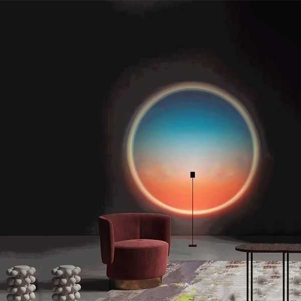 Dawn-Projektor-Stehlampe, Ozeanblau, Gelb, moderne romantische Stehlampen, Heimdekoration, Wohnzimmer-Atmosphäre, Fotografie-Hintergrund, 1,6 m, 1,8 m