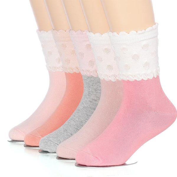

socks 5 pairs set 2021 spring cute for girls cotton children warm kids, Pink;yellow