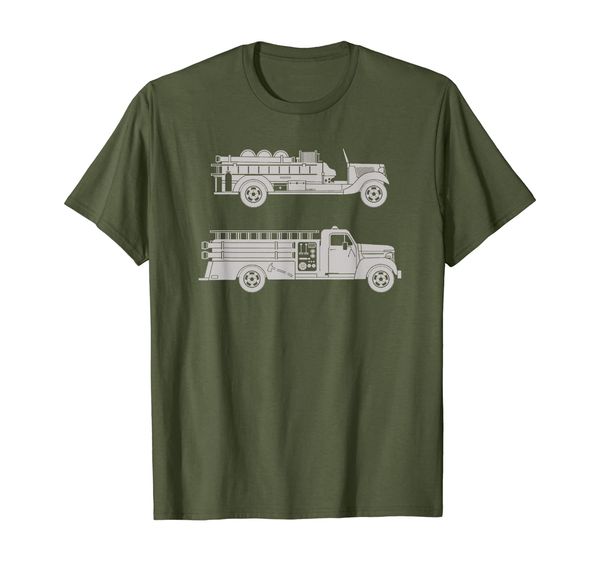 

old classic fire engine. firefighter pumper trucks t-shirt, White;black