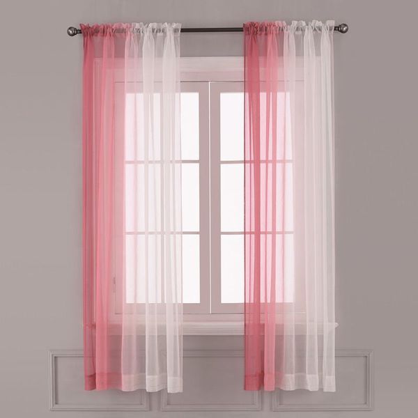 

curtain & drapes [custom] gyv1177-6 sheer voile tulle pc left&right gradient rod living room kitchen bedroom home decorative window