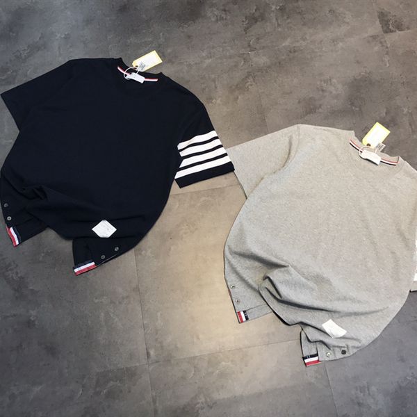 

t shirt tb four bar short sleeve women's 2021 summer ins fashion brand yarn dyed lovers large loose half bottom coat, White