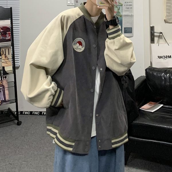 

jackets color blocked corduroy et for boys and teenagers autumn harajuku trend embroidered baseball et, Black;brown