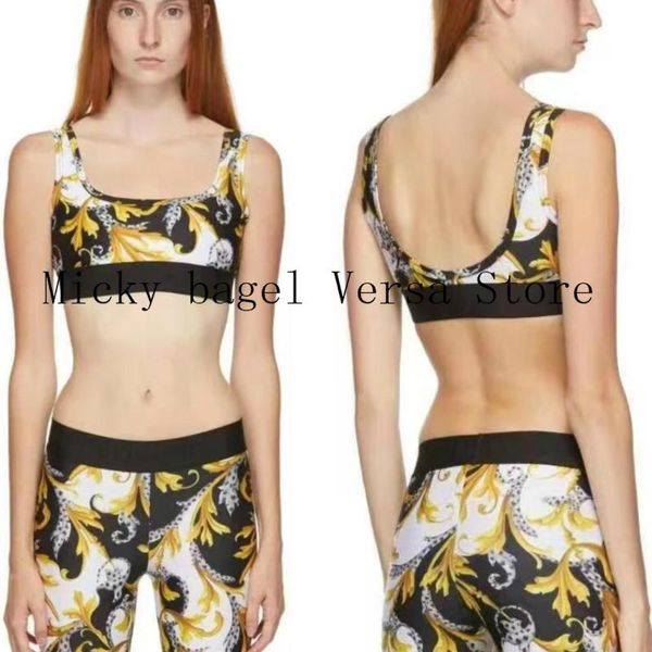 

women's two piece pants 2021 luxury retro letter printing fashion versatile suspender vest + high waist slim elastic leggings, White