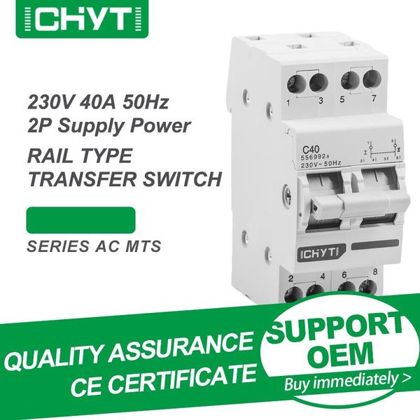 

smart home control chyt 2p din rail ac 230v 40a 63a dual power manual transfer switch interlock circuit breaker type mts