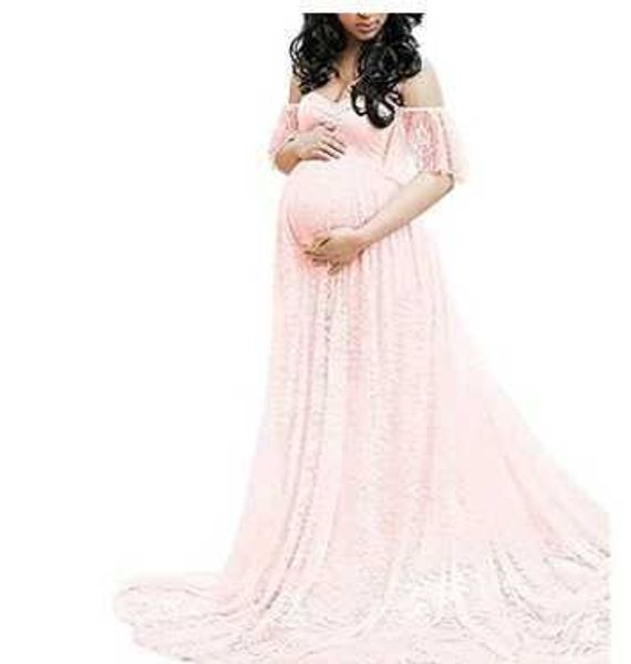 

2020trailing dress maternity pgraphy props pregnancy dress pgraphy clothes for p shoot pregnant dress lace maxi gown y0924, White