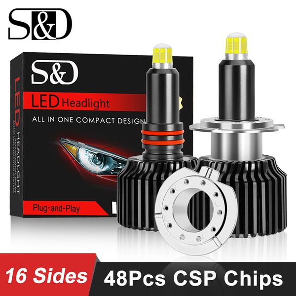 

48 csp 16 sides h11 h7 led car headlights bulbs 6000k h8 h1 hb3 9005 hb4 9006 50w 3d 360 degree automotive fog lights auto lamp