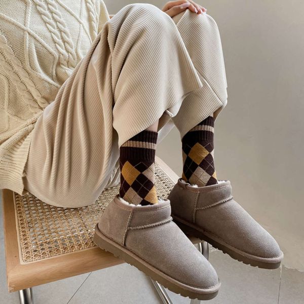 

lattice with snow boots autumn winter thickened towel terry plaid, Black;white