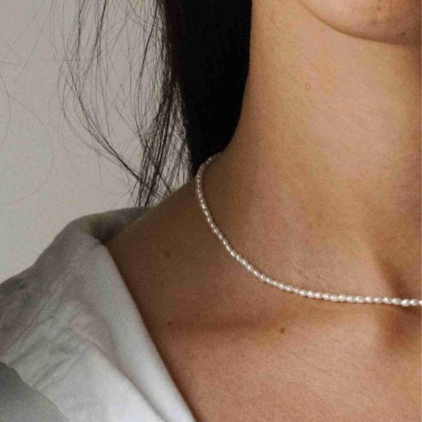 

chains 925 silver irregular natural freshwater small pearl short retro french special-interest design clavicle chain necklace