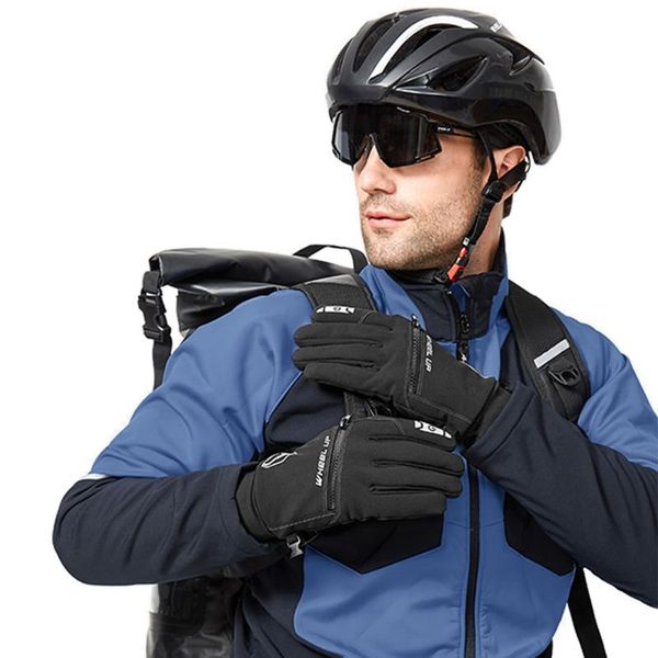 

cycling gloves waterproof glove all fingers touchscreen winter sports running biking for men, Black