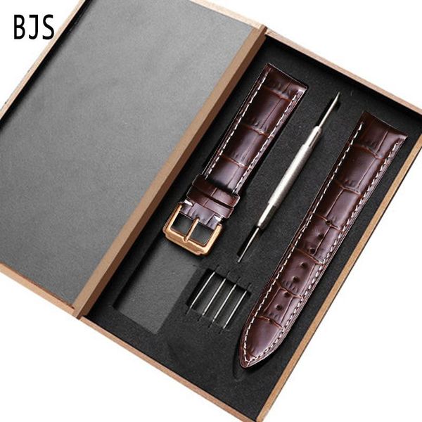 

watch bands strap leather hour 16 18 19 20 21 22 mm + gift box, Black;brown