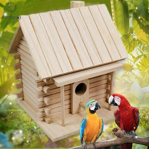 

pet supplies bird nest wooden bird nest warm breeding box wooden cage cage hanging