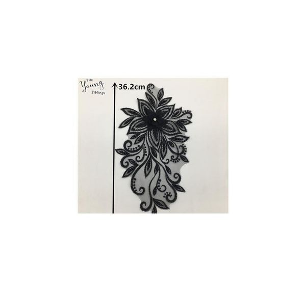 

3d flower application abs pearl lace collar diy rhinestone lace fabric laces embroidery craft materials dress sewing acc qylaxu, Black