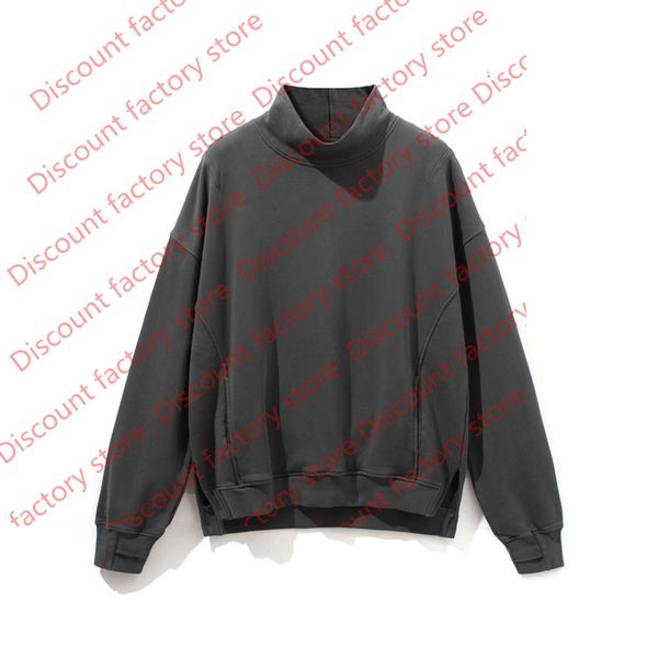 

stand collar oversize sweatshirt short-length hip hop garment-washed cotton pullover, Black