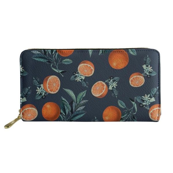 

wallets coloranimal women pu leather zipper purses cute fruit pattern design lemon orange multifunction large-capacity mobile ph, Red;black