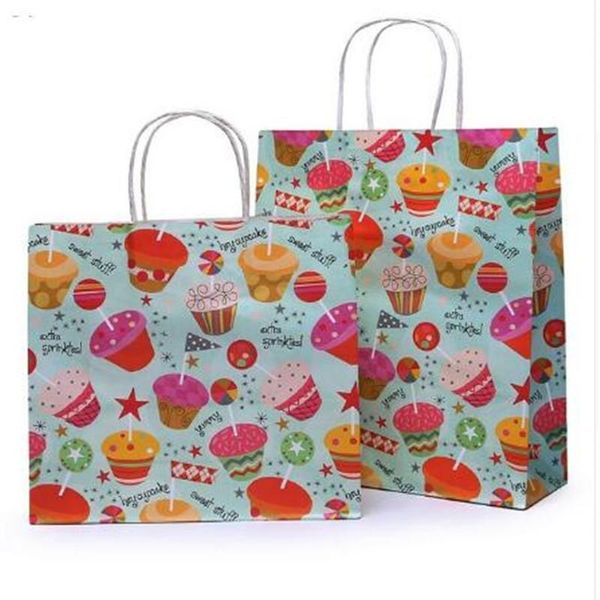 

gift wrap food cake pattern kraft paper birthday bags for kids,festival jewelry wedding party package supplies