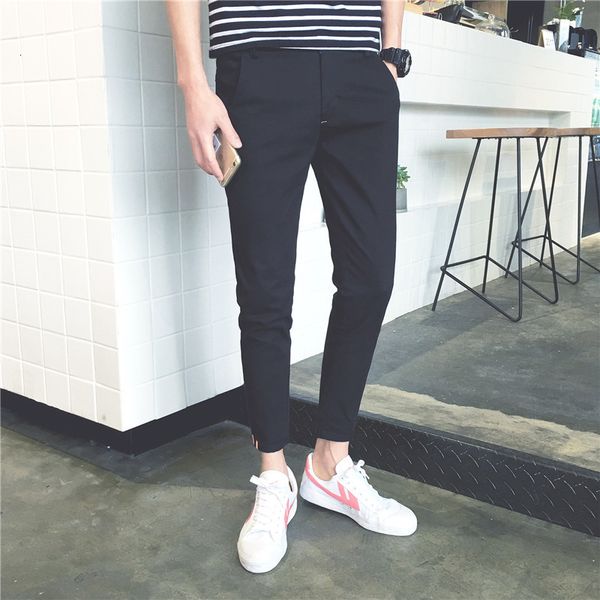 

2021 summer solid men's length thin ankle adjustment of men casual pants boys more size stretcher harem pant 28-40 s9kp, Black