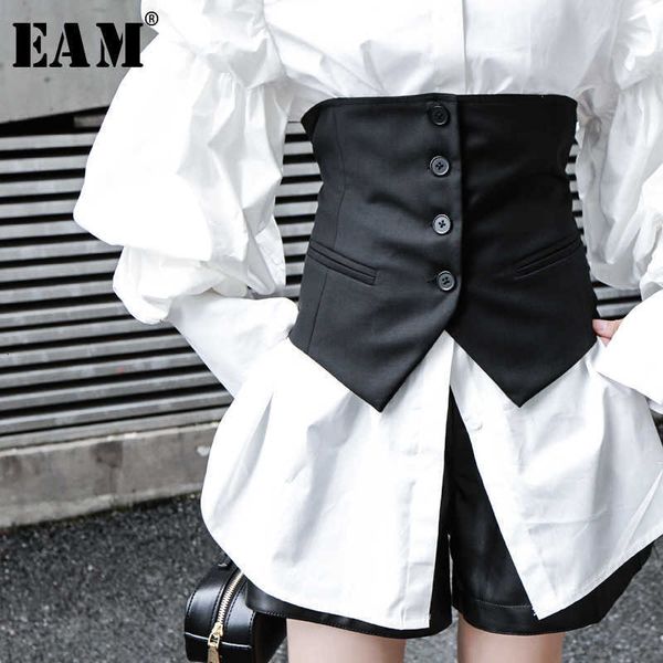 

eam] women black button split joint asymmetrical loose fit vest new sleeveless fashion tide spring autumn 1k371 201202, Black;white
